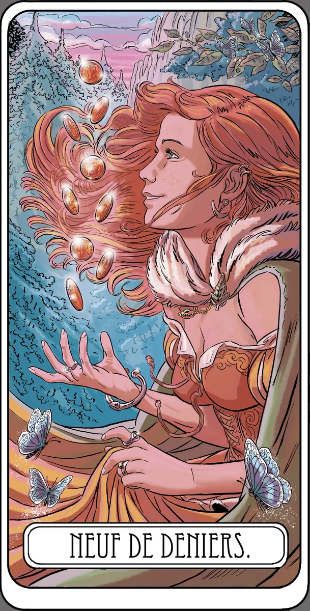 Neuf de Deniers dans le Tarot
