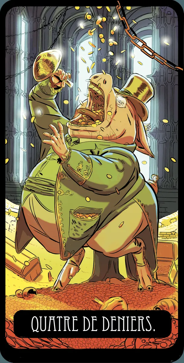 Quatre de Deniers dans le Tarot
