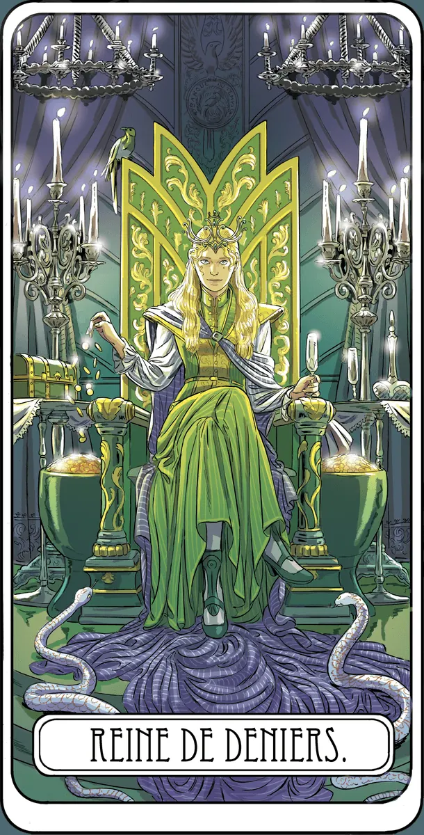 Reine de Deniers dans le Tarot
