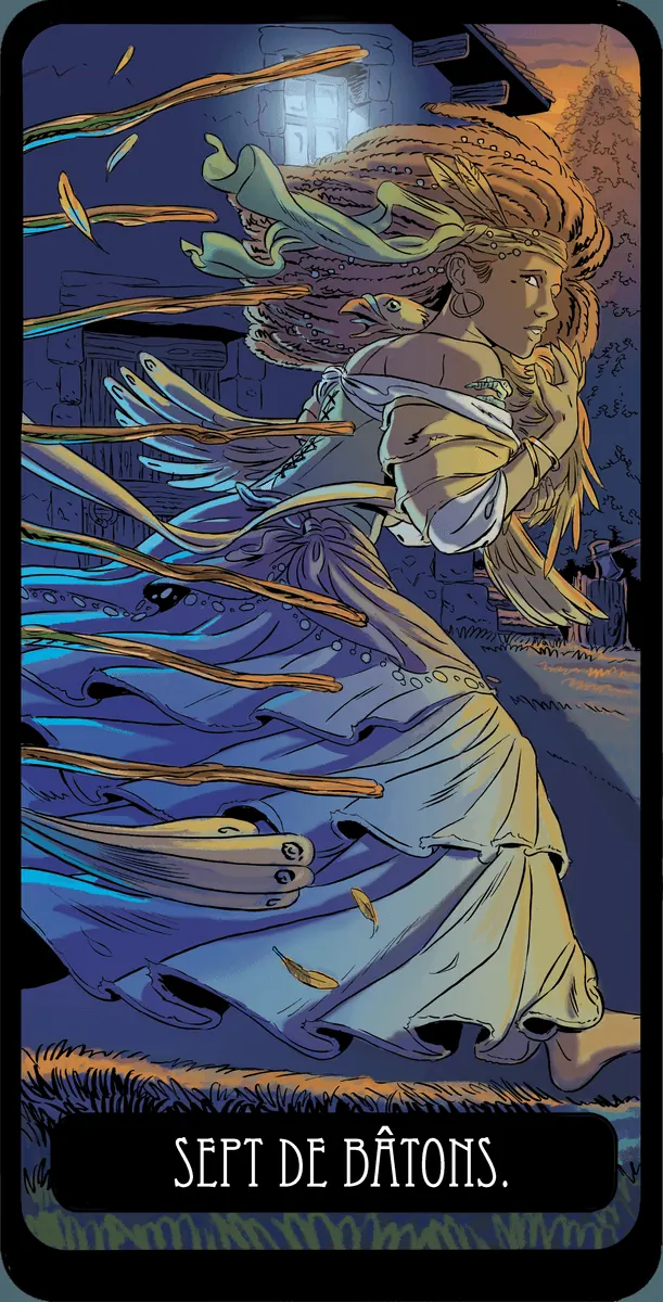 Sept de Bâtons dans le Tarot