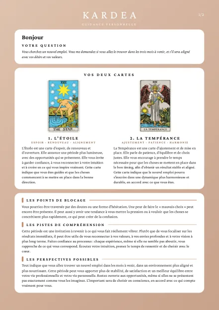 Page 1 d&rsquo;une guidance personnalis&eacute;e