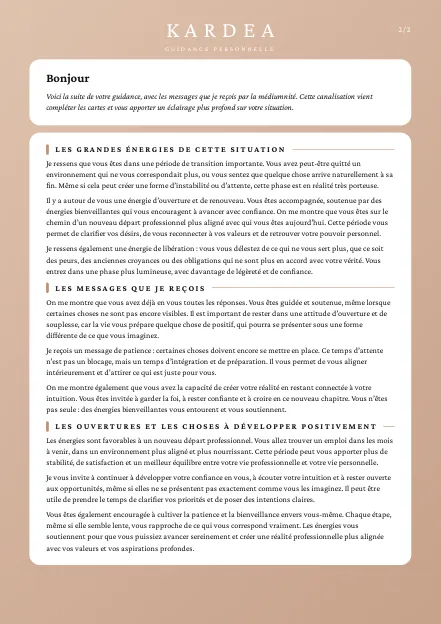 Page 2 d&rsquo;une guidance personnalis&eacute;e
